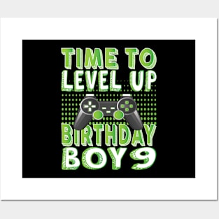 Time To Level Up Birthday Boy 9 Years Old Video Game Lover design Posters and Art